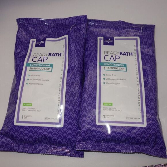 2 Medline ReadyBath Scented Rinse-Free Shampoo Cap with Conditioner - Picture 1 of 4